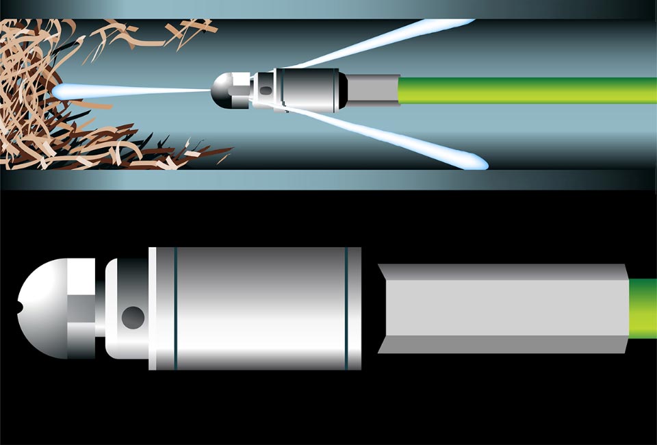 hydro jetting equipment inside sewer pipe Spokane Valley, WA