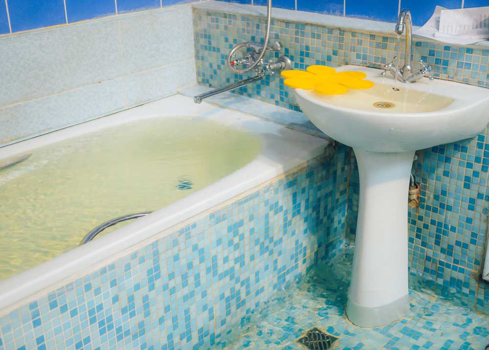 overflowing bathroom drain in Spokane Valley, WA